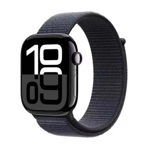 Apple Watch Series 10 GPS + Cellular 46mm Jet Black Aluminium Case with Sport Loop - Black
