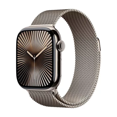 Apple Watch Series 10 GPS + Cellular 42mm Natural Titanium Case with Sport Band S/M - Natural Milanese