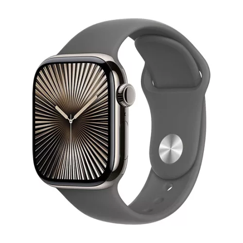 Apple Watch Series 10 GPS + Cellular 46mm Natural Titanium Case with Sport Band M/L - Stone Grey