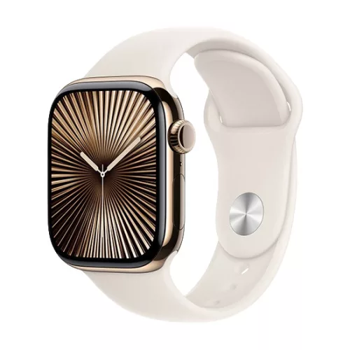 Apple Watch Series 10 GPS + Cellular 46mm Gold Titanium Case with Sport Band M/L - Starlight