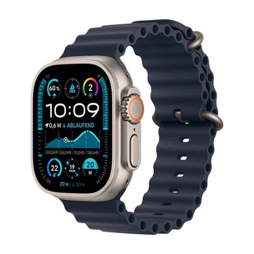 Apple Watch Ultra 2 (2024) LTE 49mm Black Titanium Case with Trail Loop M/L - Navy