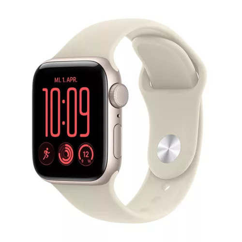 Apple Watch SE 3 (2026) GPS 40mm Starlight Aluminium Case with Sand Sport Band S/M - Starlight